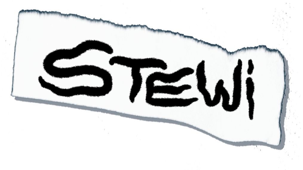 Label with name of artist: Stewi